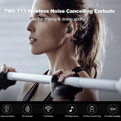 

TWS T13 True Wireless Bluetooth Headphones Bluetooth 50 TWS Earbuds Noise Cancelling Headset Invisible In-ear Earphone with Mic C