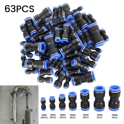 

63PCS Quick Connect Fittings Push to Connect Tube Fitting Air Tool Fittings Straight Push Quick Release