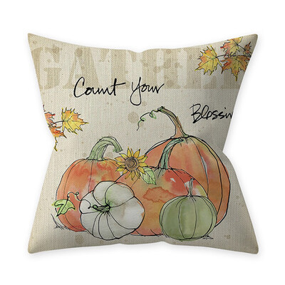 

Thanksgiving Holiday Pillowcase Sofa Cushion Cover Pumpkin Print Pillowcase Pillow Cases Santa Cotton Linen Pillowcase
