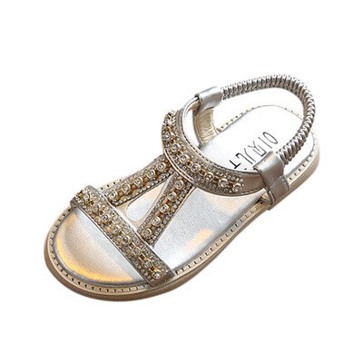 

Summer Kids Baby Girls Sandals Crystal Beach Sandals Princess Roman Shoes