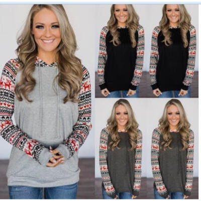

Women&39s Pullover Deer Printing Long Sleeve Hoodies Coat Loose Casual Sweatshirts