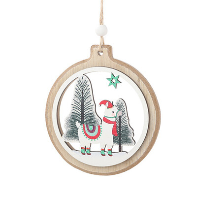 

Merry Christmas Decoration Carving Alpaca Pattern Christmas Deer Wood Elk Pendant Happy Year Decor Christmas
