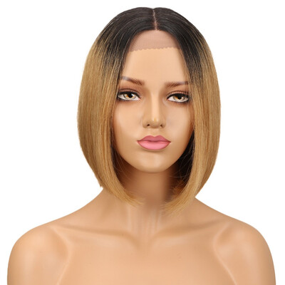 

Noble Human Hair Lace Front Wigs For Women Brazilian Remy Hair Straight Short Bob Wig Pre Plucked Black Brown wig free shipping