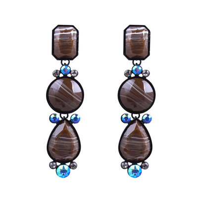 

New Mode Style Hot Sale Precious Stone Earrings For Women Trendy Vintage Geometric Statement Drop Earrings Wholesale Gift
