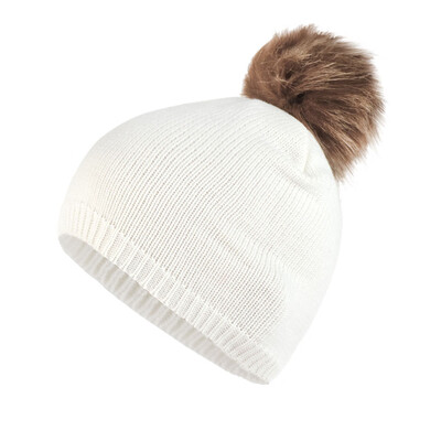 

Tailored Fashion Women Knitting Wool Hemming Hat Solid Keep Warm Winter Hairball Cap