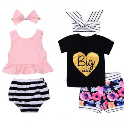 

3PCS Set Newborn Toddler Baby Girls Striped Clothes Tops Shorts Pants Outfits