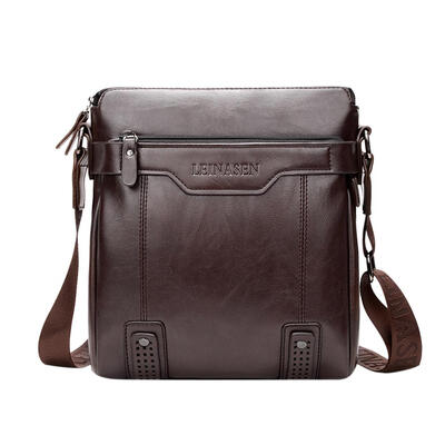 

PU Leather Business Handbags Men Shoulder Solid Color Zipper Crossbody Bags