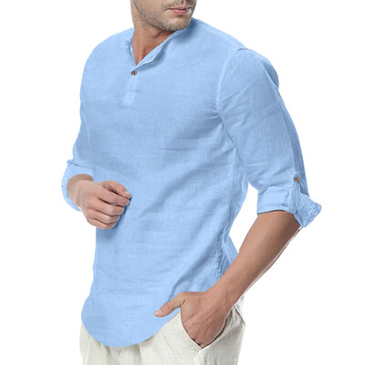 

Toponeto Mens Baggy Cotton Blend Solid Color Three Quarter Yoga T Shirts Tops Blouses