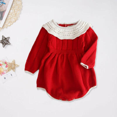 

US Newborn Baby Girl Clothes Knit Sweater Romper Tops Princess Jumpsuit Outfit