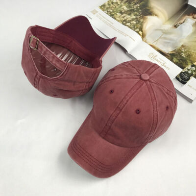 

Adjustable Style Washed Plain Solid Visor Cotton Cap Baseball Cap Hat