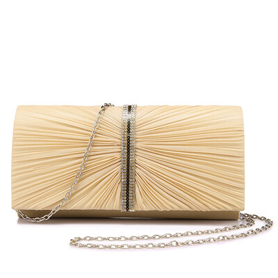 

LOVEVOOK women fashion evening clutch bags with satin good quality female crossbody bags with beading pleated hasp
