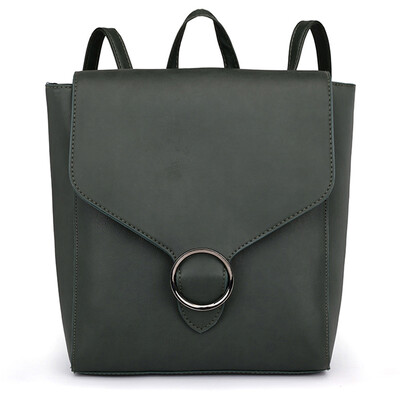 

Tailored Vintage Women Student Pure Color Leather Shoulder Bag School Bag Tote Backpack