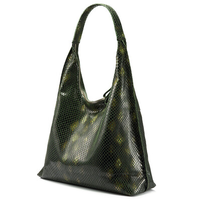 

REALER women handbag genuine leather large tote bag female hobo shoulder bag fashion serpentine prints handbag