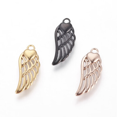 

304 Stainless Steel Pendants Wings with Heart Mixed Color 20x8x25mm Hole 16mm