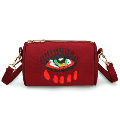 

Recreational Cylinder Bag Personality Fashion Baituan Inclined Bag Embroidery Small Round Bag Portable Mini Cloth Bag