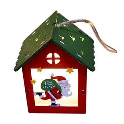 

Merry Christmas Party Decorations Colorful Small Wooden House With Lights Small House Hanging Decoration For Home Xmas Tree