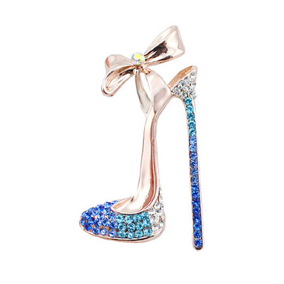 

2018 New Design Fashion Jewelry Rhinestone High Heeled Shoes Brooch King Crystal Brooches Pins For Women Wholesale