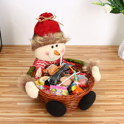 

Gobestart Christmas Candy Storage Basket Decoration Santa Claus Storage Basket Gift