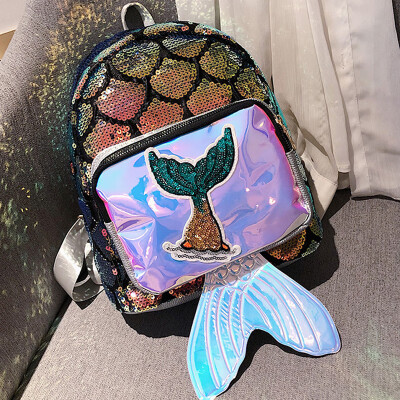 

Fish scale beaded backpack Korean version of the new Harajuku fashion backpack colorful laser high-capacity bags