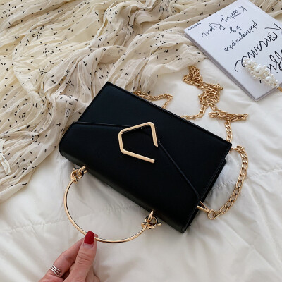 

Summer simple small bag popular chain portable womens bag new 2019 fashion texture shoulder slung small square bag