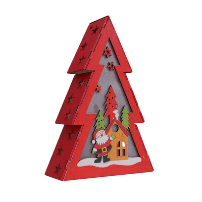 

Tailored LED Light Wood House Cute Christmas Tree Ornaments Window Holiday Decoration