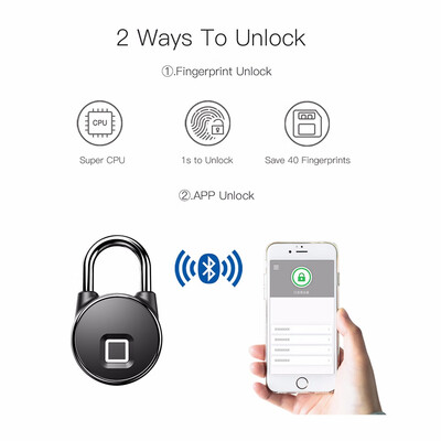 

〖Follure〗Anti Theft Fingerprint Waterproof Smart Key Lock Security Padlock Bluetooth P22