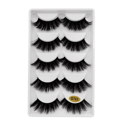 

5pairs 3D Mink False Eyelashes Thick Handmade Long Slender Fake Eyelashes