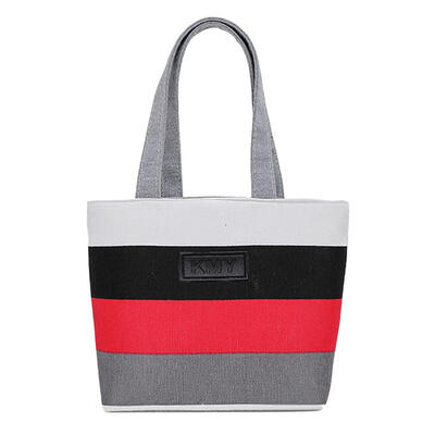 

Fashion Striped Shoulder Handbags Women Canvas Large Capacity Shopping Tote