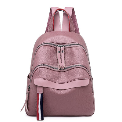 

Double shoulder bag lady street Korean version 100 fashion small backpack soft skin black large capacity