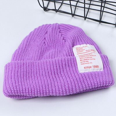 

Sticking letters original Chao brand melon skin wool cap sailor short-style hooligans retro-Korean hip-hop ins knitted hat