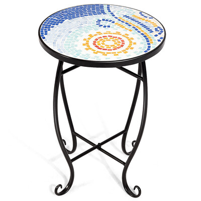 

Outdoor Indoor Steel Accent Plant Stand Cobalt Table-Navy