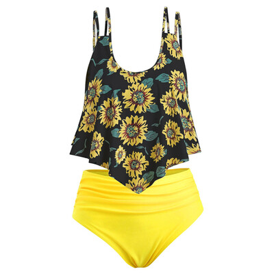 

Roseonmyhand Women Two Pieces Bathing Suits Top Ruffled With High Waisted Bottom Bikini Set