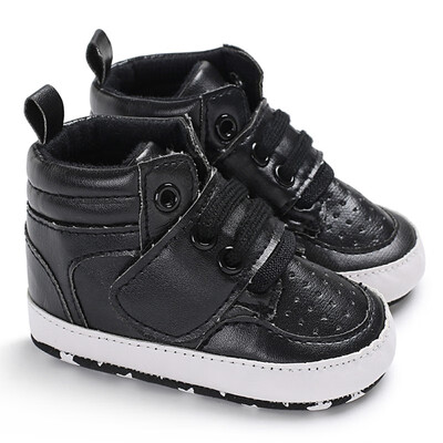 

Newborn Kids Sneakers Baby Boys Shoes High Top Solid Soft Sole First Walkers Infant Toddler Antislip Prewalker Crib Footwea
