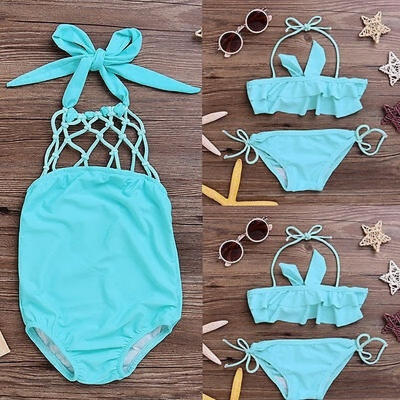 

NEW Blue Kids Baby Girls Tankini Bikini Set Swimwear Swimsuit Bathing Beachwear