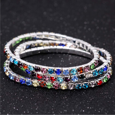 

Elastic Tennis Rhinestone Crystal Wedding Bridal Stretch Bracelets Bangle