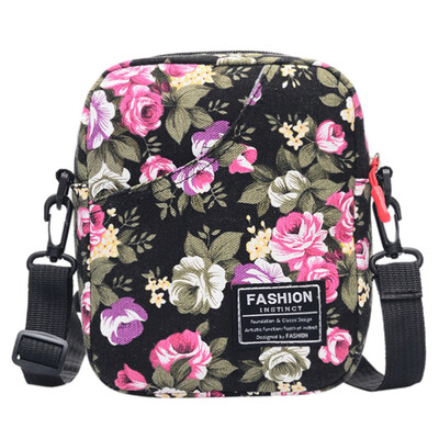 

Casual Womens Flower Print Small Canvas Crossbody Shoulder Bag Zipper Pouch