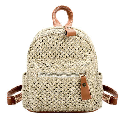 

Straw Backpack Women Mini Shoulder Bag Weave Hollow Beach Satchel Schoolbag