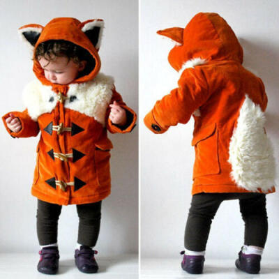 

US Toddler Kid Baby Girl Boy Hoodies Outwear Coat 3D Fox Winter Warm Tops Jacket