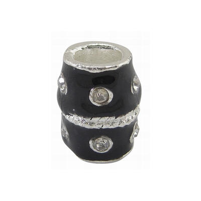 

European Alloy Enamel Beads with Rhinestone Lead Free&Cadmium Free Barrel Silver Color Size about 12mm wide 15mm long