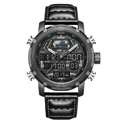 

NAVIFORCE 9160 Man Quartz Watch Dual Time Display Day Month Year Dials Waterproof Night Mode Function Male Wristwatch