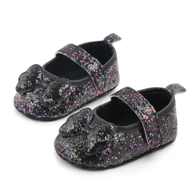 

Autumn Baby Girl First Walkers Anti-Slip Casual Walking Shoes Sequin Bow Design Sneakers Soft Soled