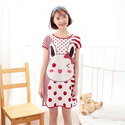 

Womens Printed Short Sleeve Pajama Shirt Dress Loungewear Sleepwear Nightdress