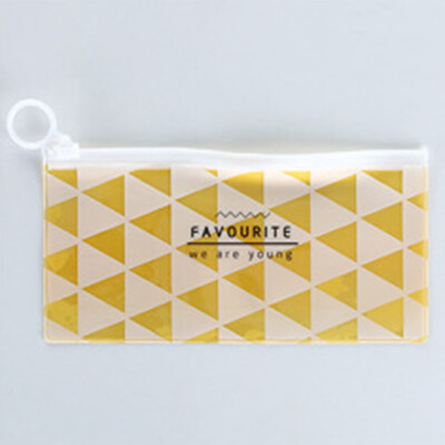 

Lovely Cute Creative Ring Edge Translucent Folder Pencil Bag Stripe Grid Heart Printed Transparent Pen Bag Student Pencil Case