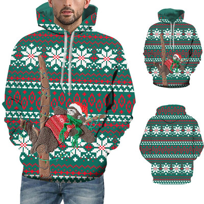 

Toponeto Mens Casual Christmas 3D Print Long Sleeve Hooded Sweater Jacket Coat