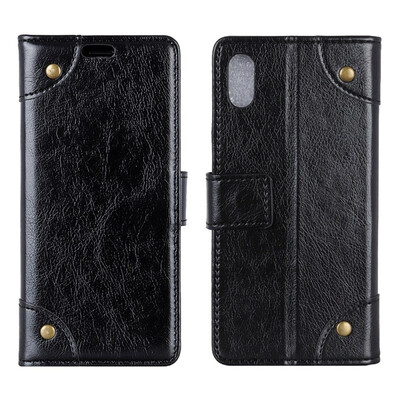 

MOONCASE Apple iPhone X Copper Buckle Napa Leather Case - Black