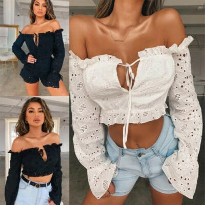 

Women Off Shoulder Strappy Ladies Casual Beach Loose Summer Tops T-Shirt Blouse