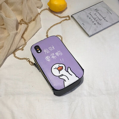 

2019 new casual wild chain shoulder bag fashion cartoon cute duckling girl slung mobile phone bag