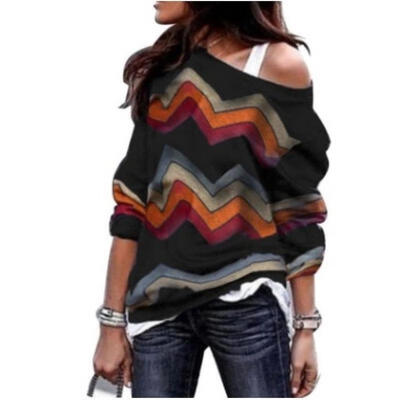 

Plus Size Women One Shoulder Hoodie Sweatshirt Long Sleeve Sweater Pullover Tops