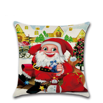 

Tailored Merry Christmas Pillow Cases Linen Sofa Cushion Cover Home Decor