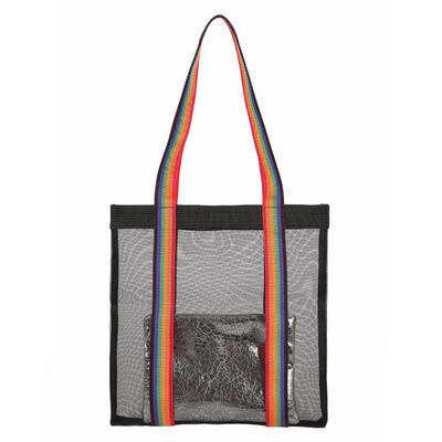 

2pcsset Striped Mesh Large Shoulder Handbags Women Eco-friendly Clutch